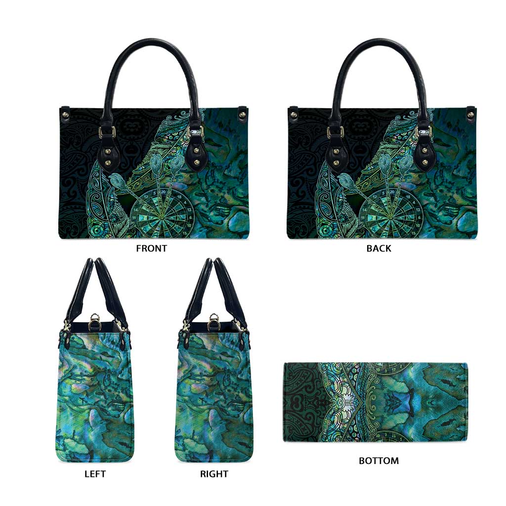 New Zealand Dart Leather Bag Maori Fern With Paua Shell - Polynesian Pride