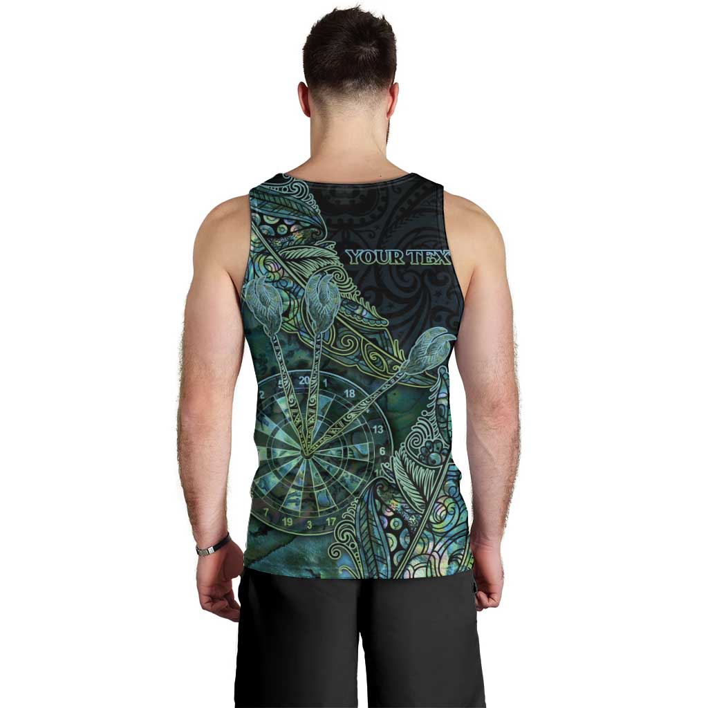 Personalised New Zealand Dart Men Tank Top Maori Fern With Paua Shell - Polynesian Pride