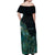 Personalised New Zealand Dart Off Shoulder Maxi Dress Maori Fern With Paua Shell - Polynesian Pride