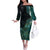 Personalised New Zealand Dart Off The Shoulder Long Sleeve Dress Maori Fern With Paua Shell - Polynesian Pride