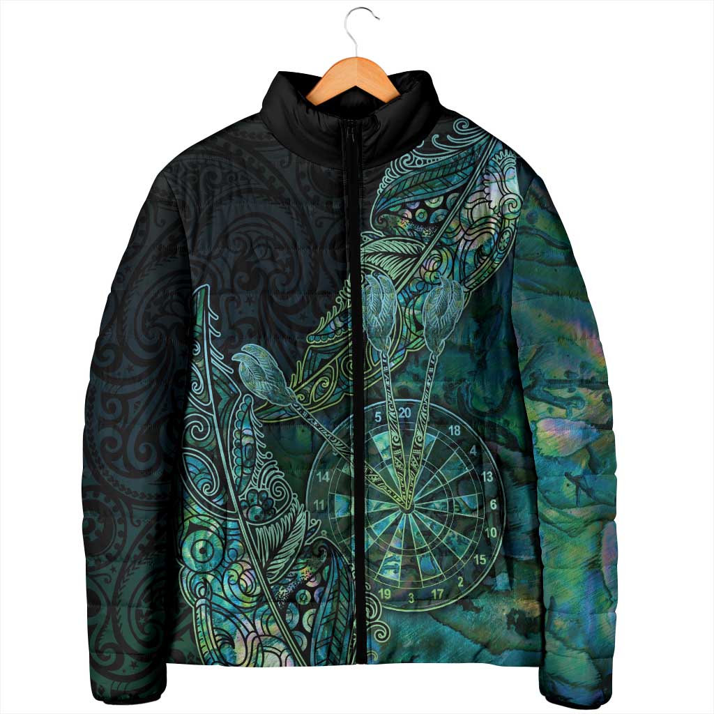 Personalised New Zealand Dart Padded Jacket Maori Fern With Paua Shell - Polynesian Pride