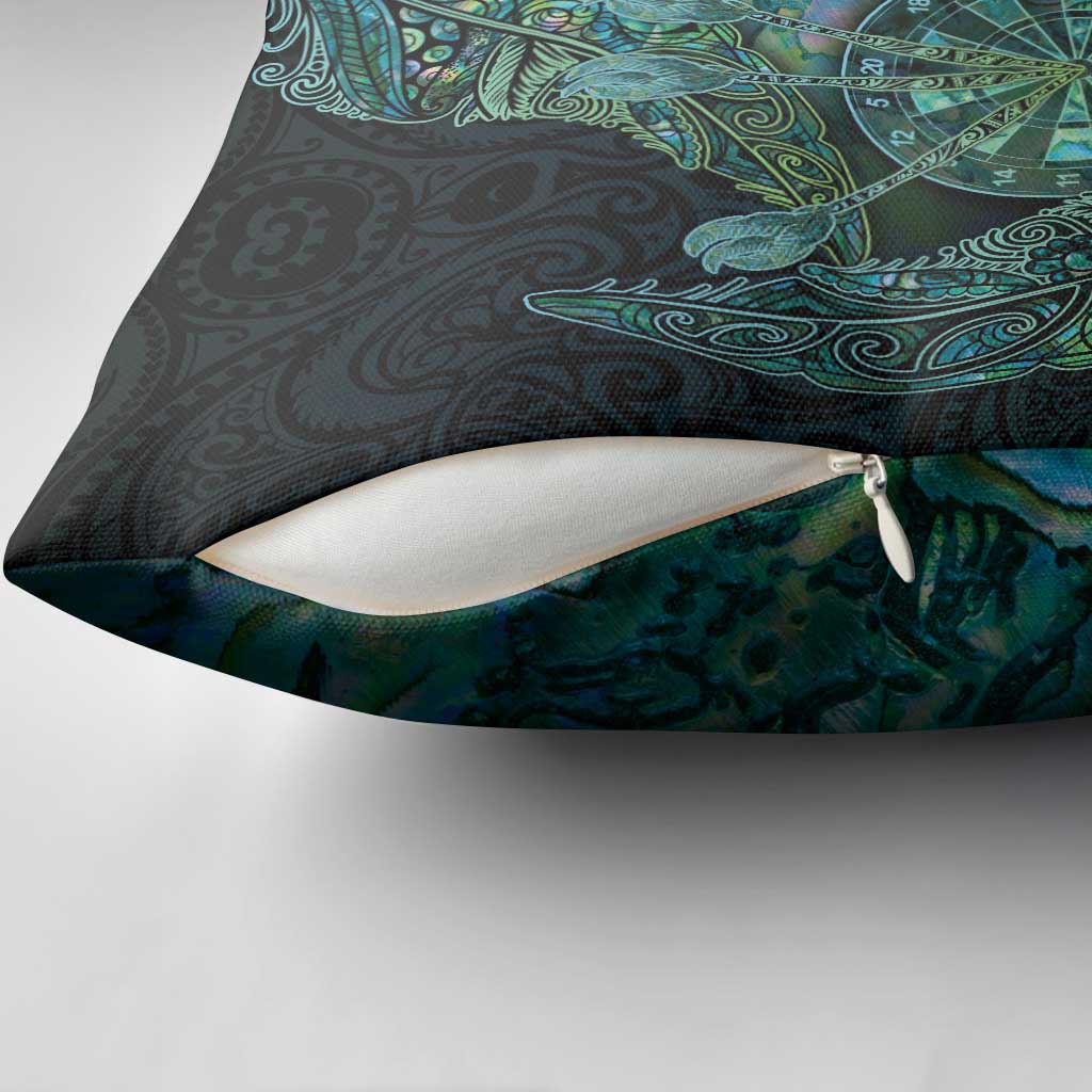 New Zealand Dart Pillow Cover Maori Fern With Paua Shell - Polynesian Pride