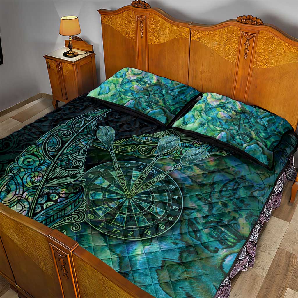 New Zealand Dart Quilt Bed Set Maori Fern With Paua Shell - Polynesian Pride