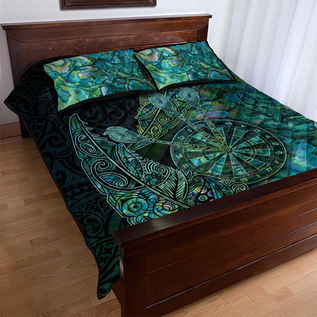 New Zealand Dart Quilt Bed Set Maori Fern With Paua Shell - Polynesian Pride