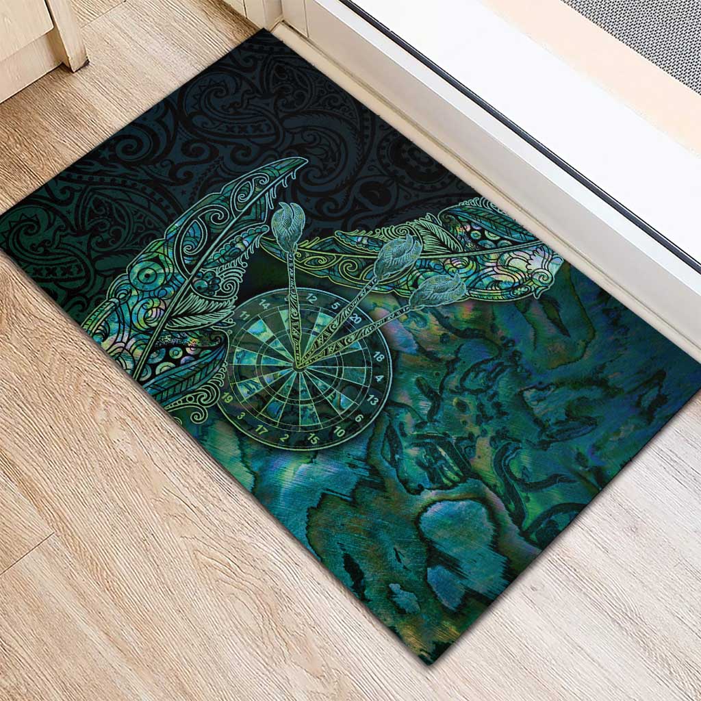 New Zealand Dart Rubber Doormat Maori Fern With Paua Shell - Polynesian Pride