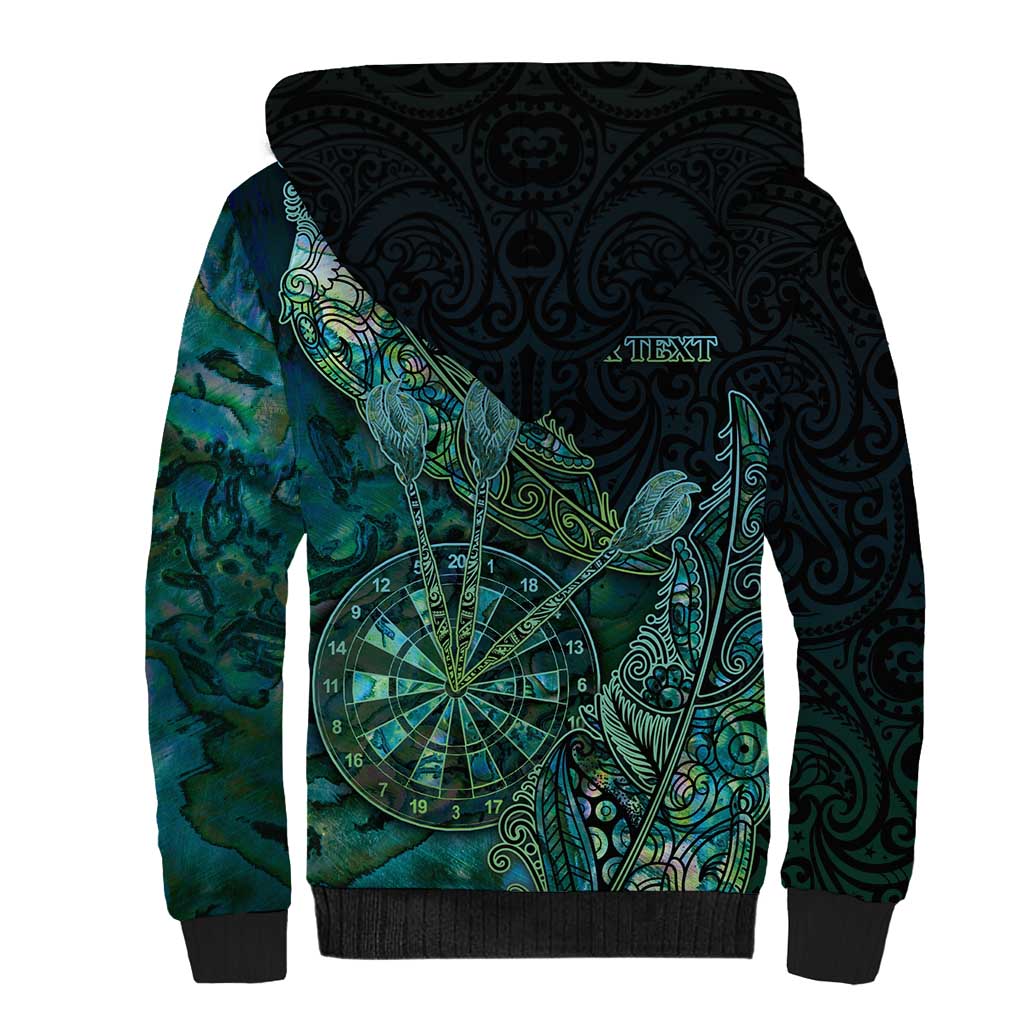 Personalised New Zealand Dart Sherpa Hoodie Maori Fern With Paua Shell - Polynesian Pride