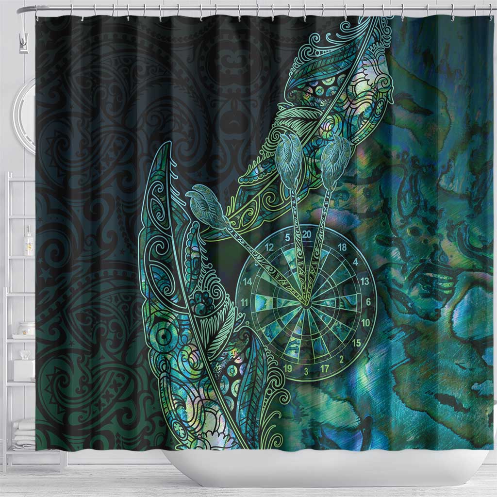 New Zealand Dart Shower Curtain Maori Fern With Paua Shell - Polynesian Pride