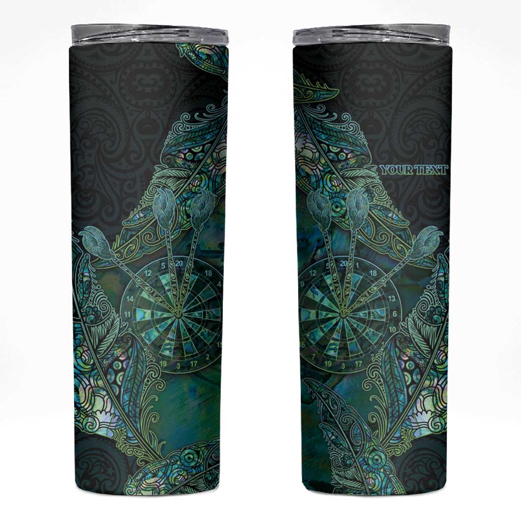 Personalised New Zealand Dart Skinny Tumbler Maori Fern With Paua Shell - Polynesian Pride