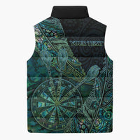 Personalised New Zealand Dart Sleeveless Puffer Jacket Maori Fern With Paua Shell - Polynesian Pride