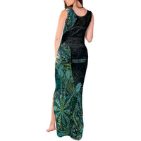 Personalised New Zealand Dart Tank Maxi Dress Maori Fern With Paua Shell - Polynesian Pride