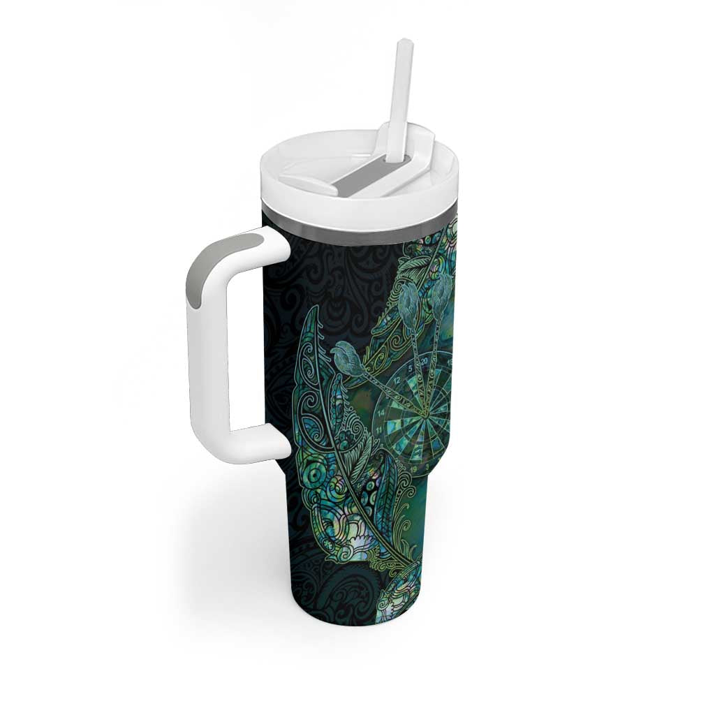 Personalised New Zealand Dart Tumbler With Handle Maori Fern With Paua Shell - Polynesian Pride