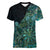 Personalised New Zealand Dart Women V-Neck T-Shirt Maori Fern With Paua Shell - Polynesian Pride