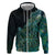 Personalised New Zealand Dart Zip Hoodie Maori Fern With Paua Shell - Polynesian Pride