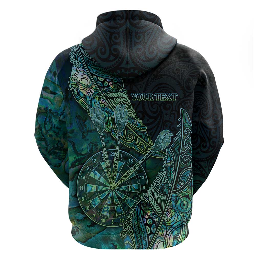 Personalised New Zealand Dart Zip Hoodie Maori Fern With Paua Shell - Polynesian Pride