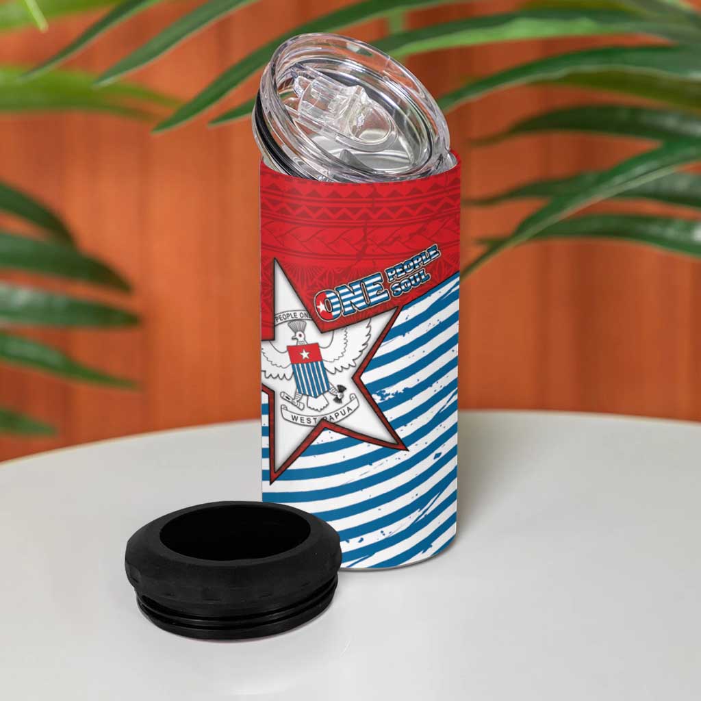West Papua Morning Star 4 in 1 Can Cooler Tumbler One People One Soul - Polynesian Pride