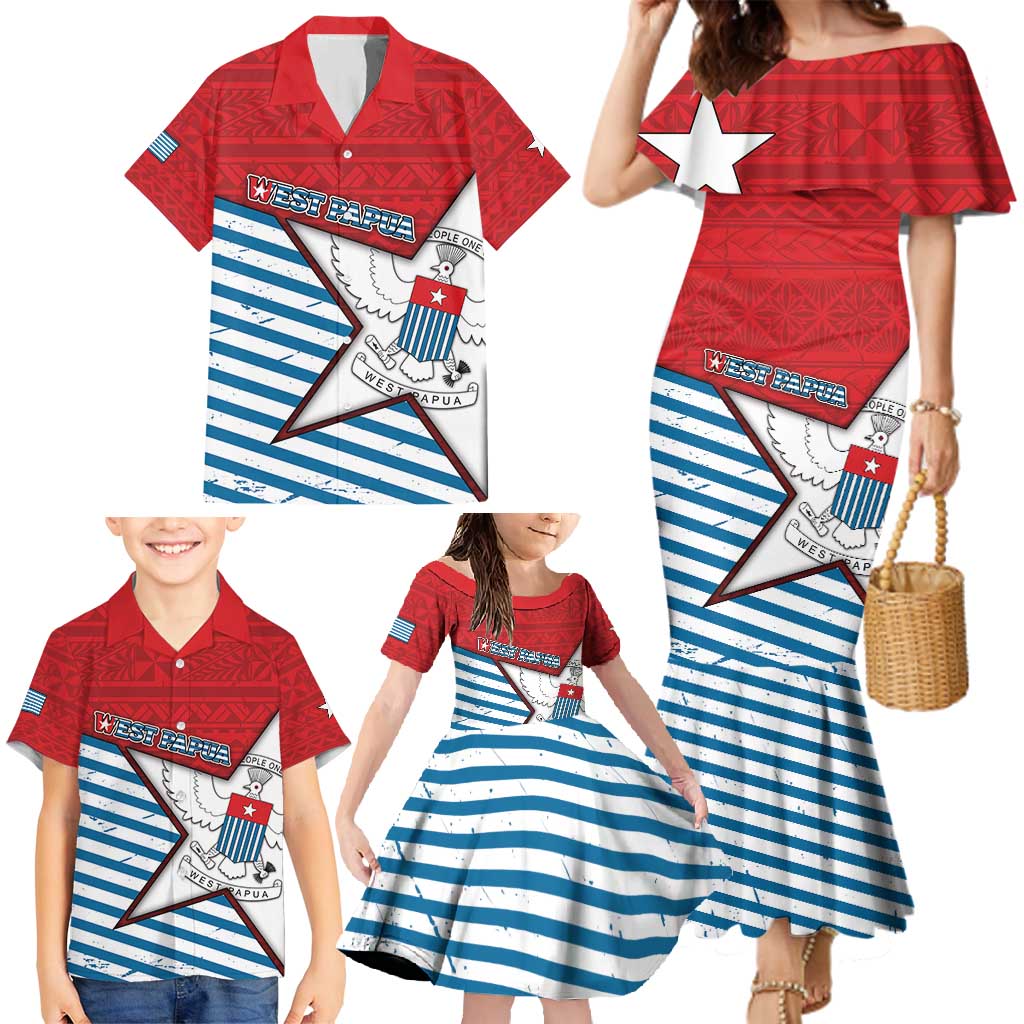 West Papua Morning Star Family Matching Mermaid Dress and Hawaiian Shirt One People One Soul - Polynesian Pride