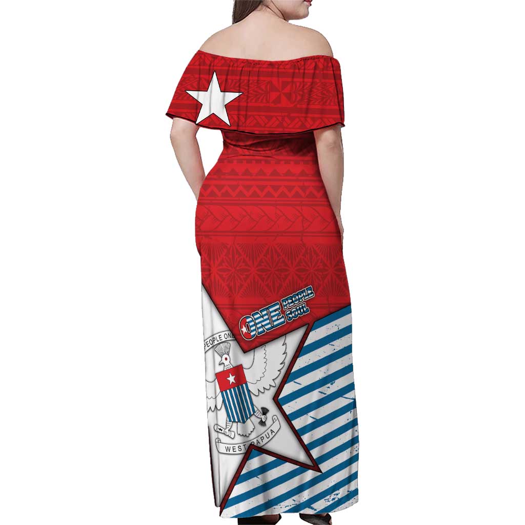 West Papua Morning Star Family Matching Off Shoulder Maxi Dress and Hawaiian Shirt One People One Soul - Polynesian Pride