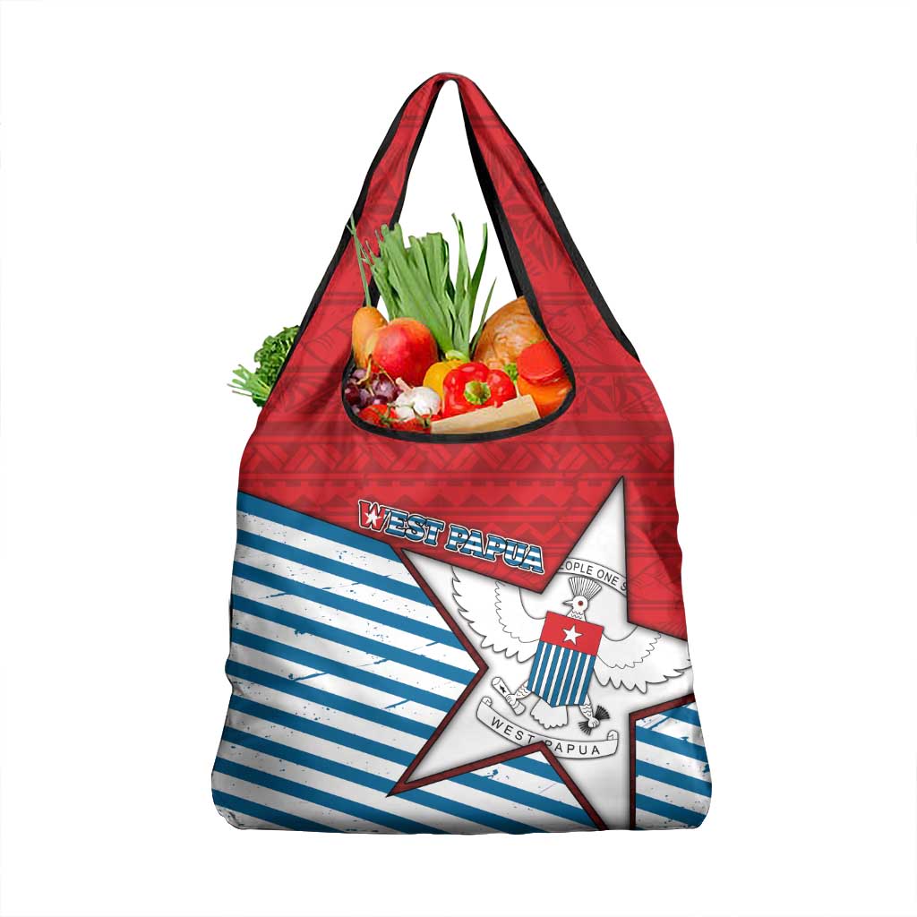 West Papua Morning Star Grocery Bag One People One Soul DT05 1-pack One Size Red - Polynesian Pride
