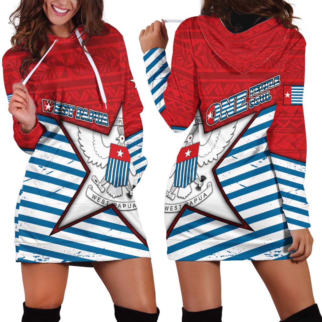 West Papua Morning Star Hoodie Dress One People One Soul - Polynesian Pride