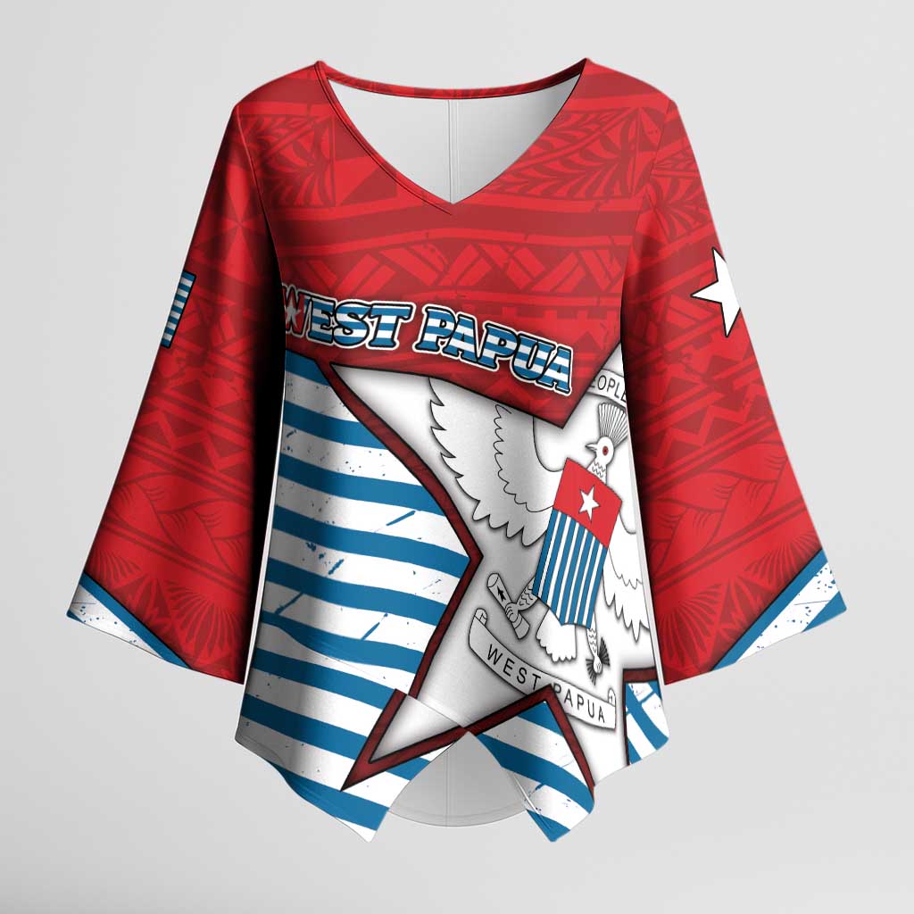 West Papua Morning Star Kimono Sleeve Blouse One People One Soul - Polynesian Pride