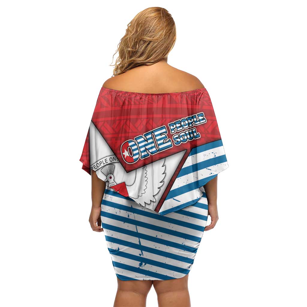 West Papua Morning Star Off Shoulder Short Dress One People One Soul - Polynesian Pride