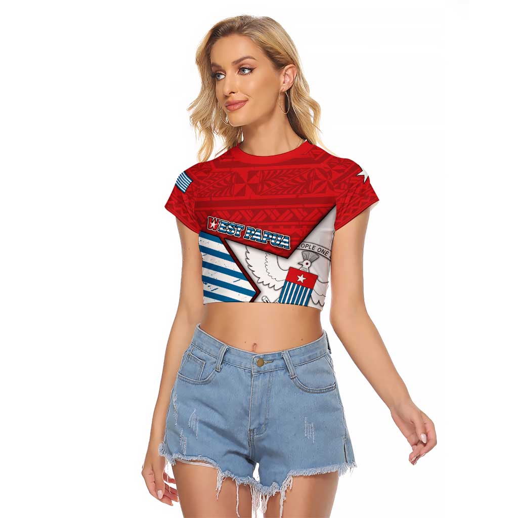 West Papua Morning Star Raglan Cropped T Shirt One People One Soul - Polynesian Pride