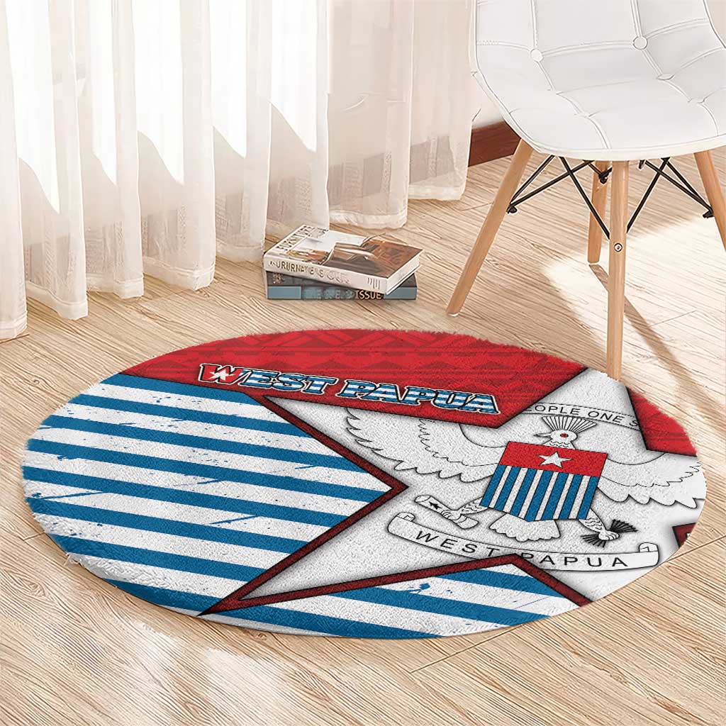 West Papua Morning Star Round Carpet One People One Soul - Polynesian Pride