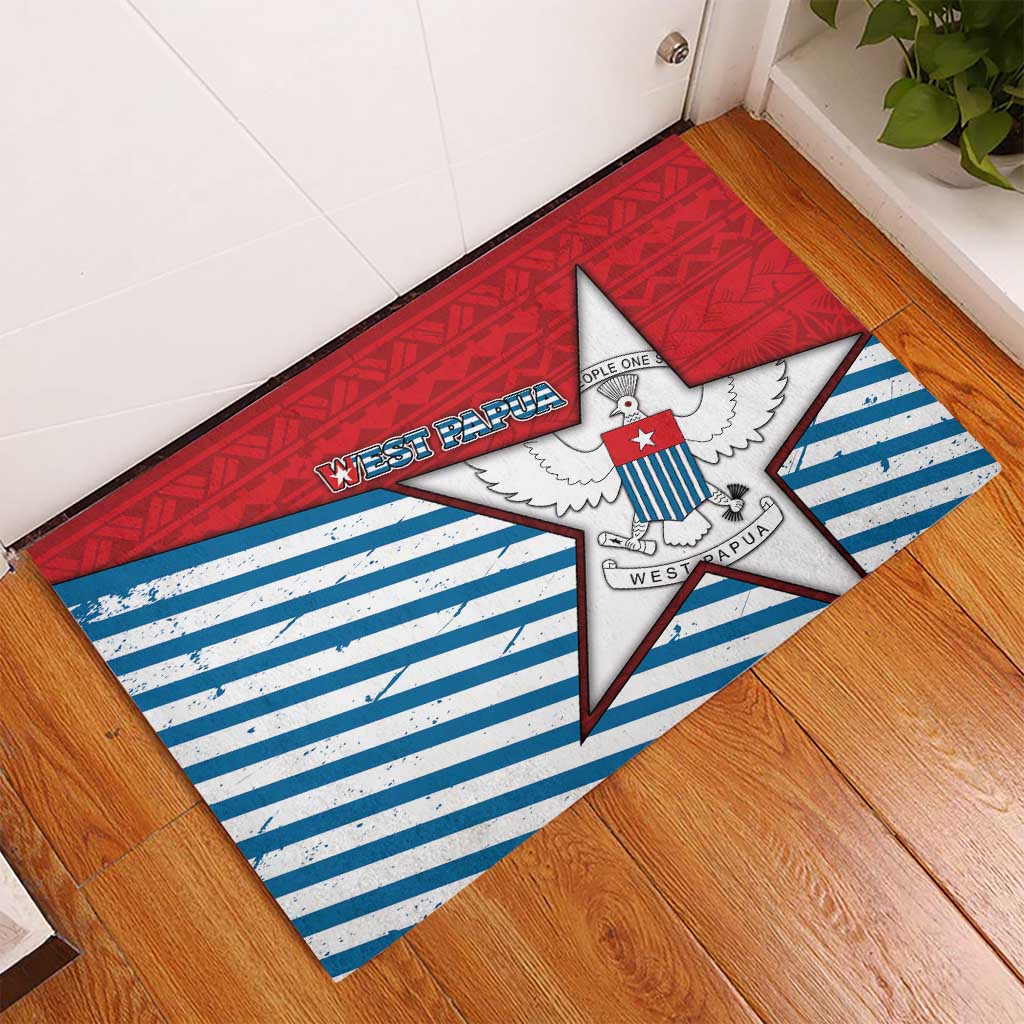 West Papua Morning Star Rubber Doormat One People One Soul - Polynesian Pride