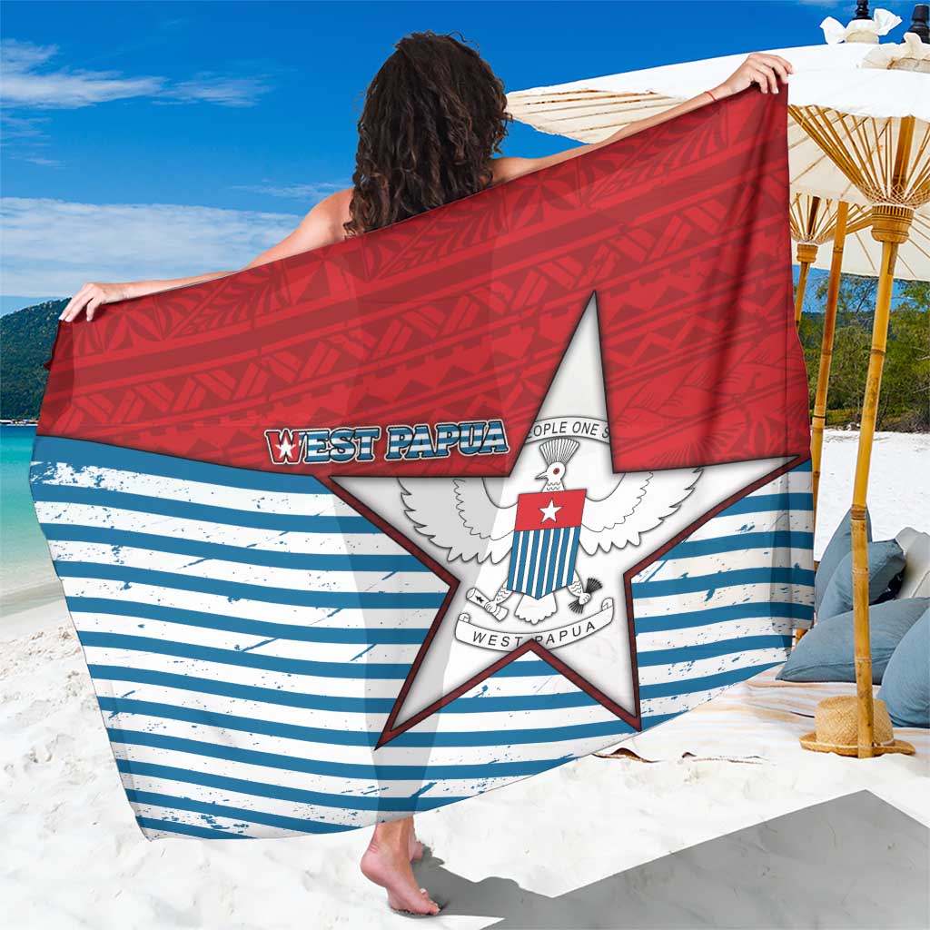 West Papua Morning Star Sarong One People One Soul DT05 One Size 44 x 66 inches Red - Polynesian Pride