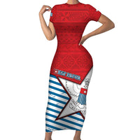 West Papua Morning Star Short Sleeve Bodycon Dress One People One Soul - Polynesian Pride