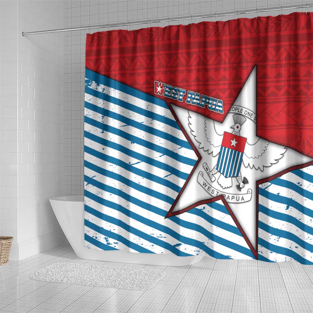 West Papua Morning Star Shower Curtain One People One Soul - Polynesian Pride