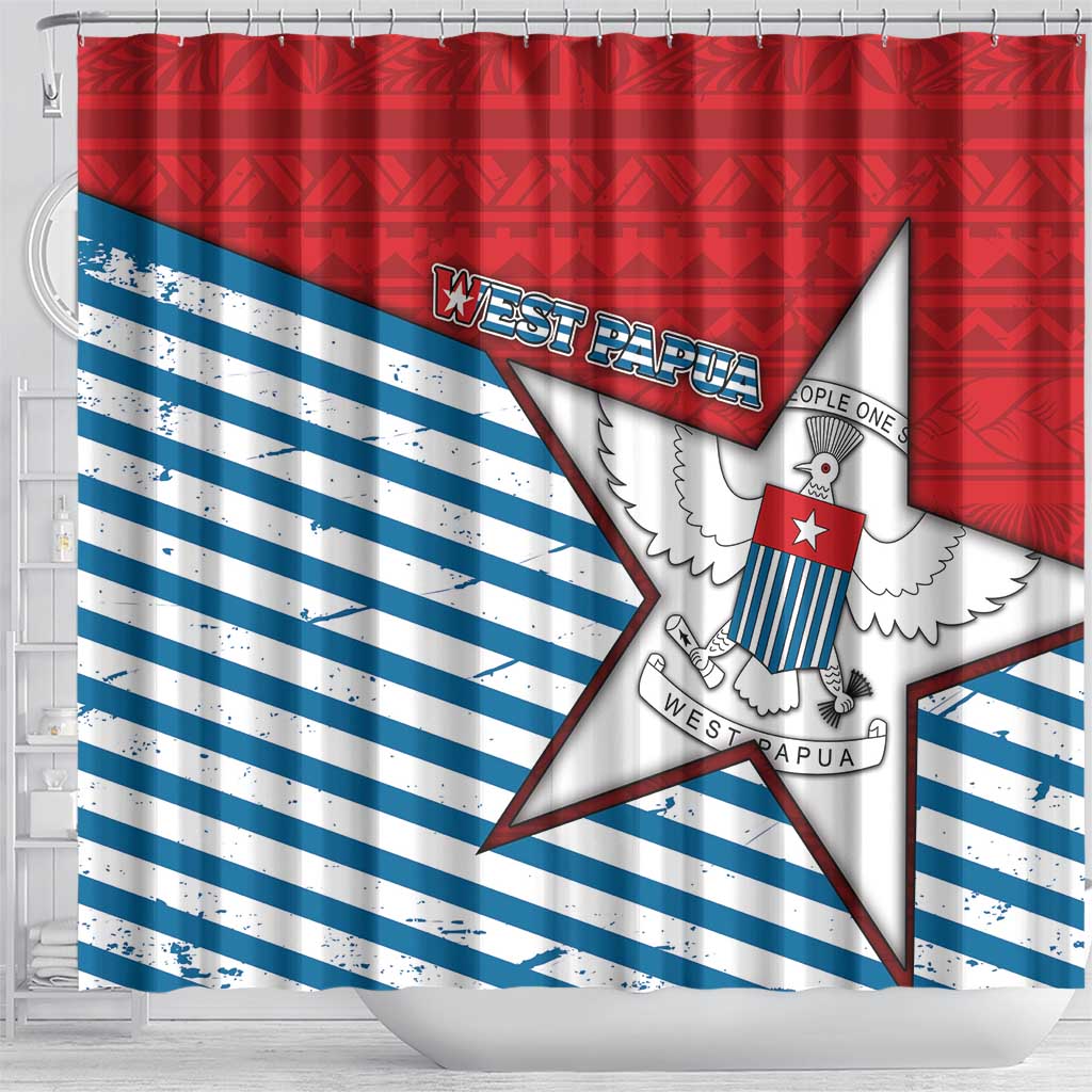 West Papua Morning Star Shower Curtain One People One Soul - Polynesian Pride