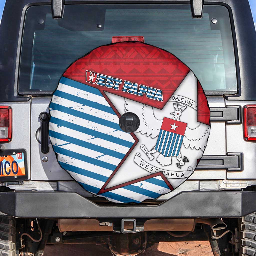 West Papua Morning Star Spare Tire Cover One People One Soul DT05 Red - Polynesian Pride