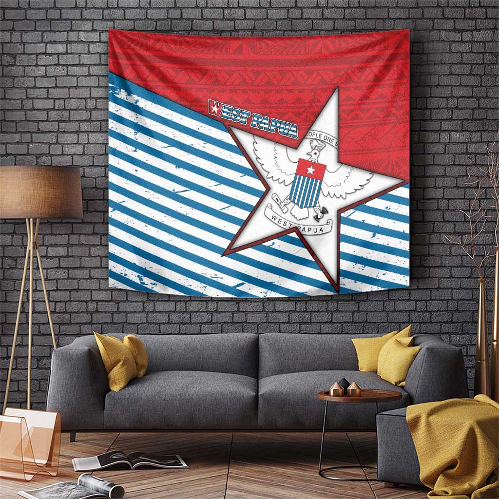 West Papua Morning Star Tapestry One People One Soul DT05 Red - Polynesian Pride