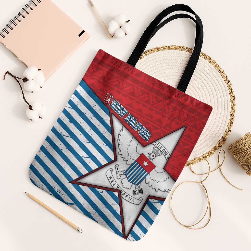 West Papua Morning Star Tote Bag One People One Soul DT05 Black Strap One Size Red - Polynesian Pride