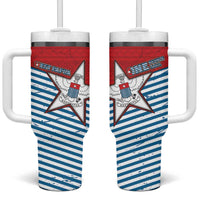 West Papua Morning Star Tumbler With Handle One People One Soul - Polynesian Pride