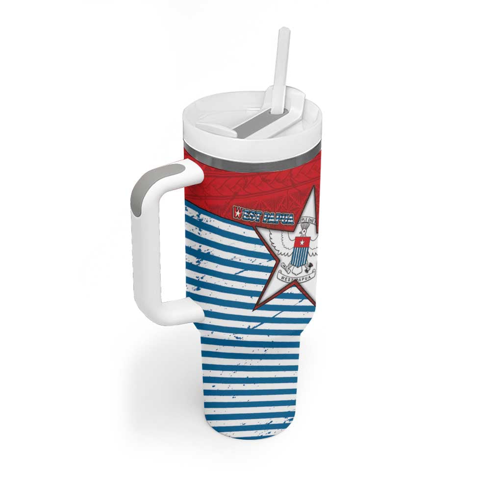 West Papua Morning Star Tumbler With Handle One People One Soul - Polynesian Pride