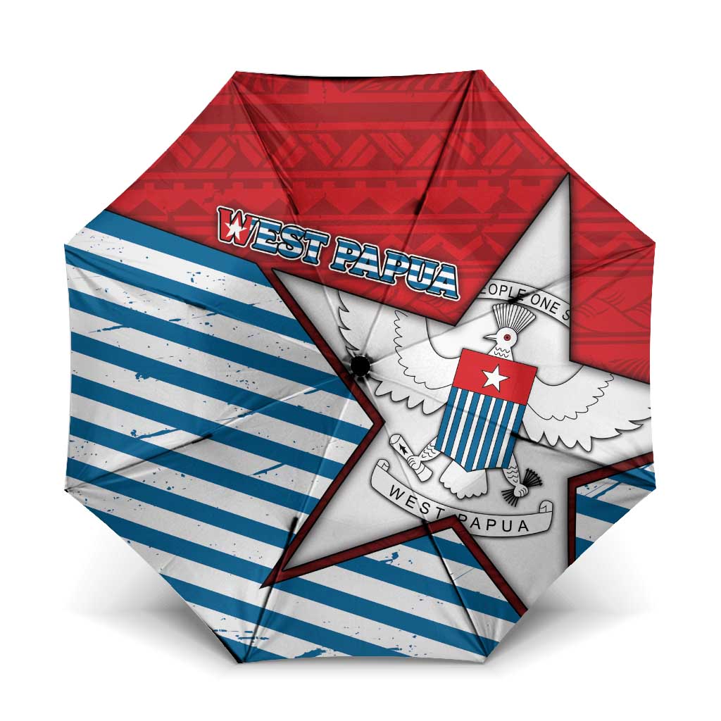 West Papua Morning Star Umbrella One People One Soul DT05 One Size Folded 11.42 inch Opened Diameter 37.4 inch Red - Polynesian Pride