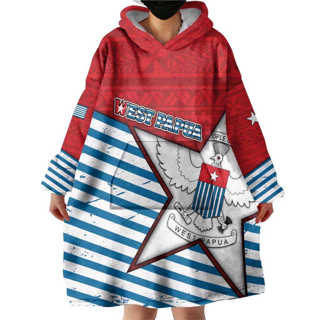 West Papua Morning Star Wearable Blanket Hoodie One People One Soul - Polynesian Pride