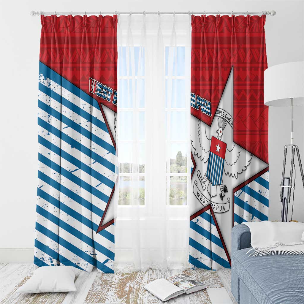 West Papua Morning Star Window Curtain One People One Soul - Polynesian Pride