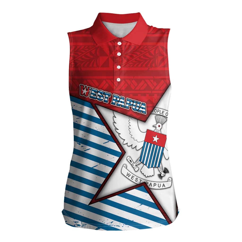 West Papua Morning Star Women Sleeveless Polo Shirt One People One Soul - Polynesian Pride