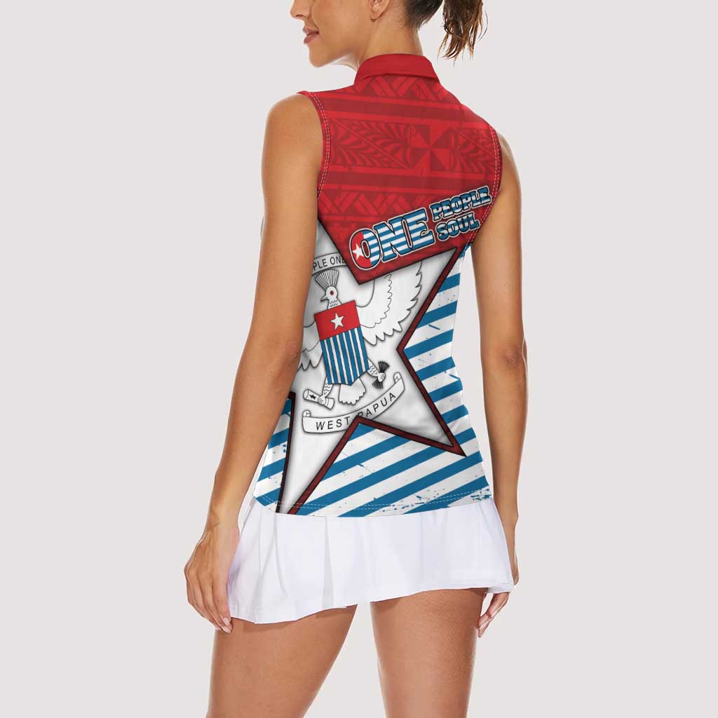 West Papua Morning Star Women Sleeveless Polo Shirt One People One Soul - Polynesian Pride