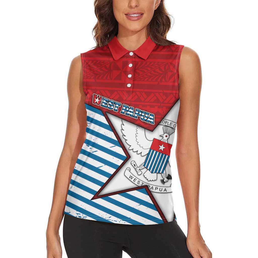 West Papua Morning Star Women Sleeveless Polo Shirt One People One Soul - Polynesian Pride