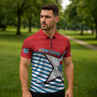 West Papua Morning Star Zipper Polo Shirt One People One Soul - Polynesian Pride