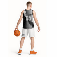 Custom New Zealand Football Basketball Jersey Silver Fern Maori Pattern Monochrome