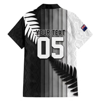 Custom New Zealand Football Family Matching Mermaid Dress and Hawaiian Shirt Silver Fern Maori Pattern Monochrome