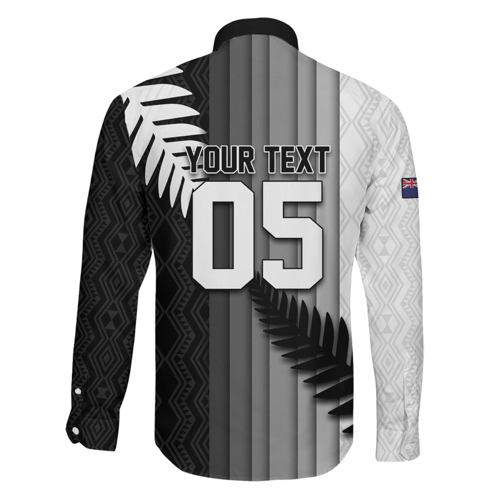 Custom New Zealand Football Family Matching Off The Shoulder Long Sleeve Dress and Hawaiian Shirt Silver Fern Maori Pattern Monochrome