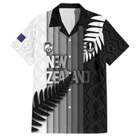 Custom New Zealand Football Family Matching Summer Maxi Dress and Hawaiian Shirt Silver Fern Maori Pattern Monochrome