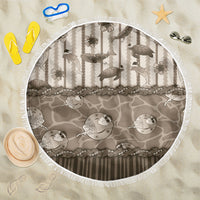 Hawaii Christmas In July Beach Blanket Beige Mele Kalikimaka Sea Animals