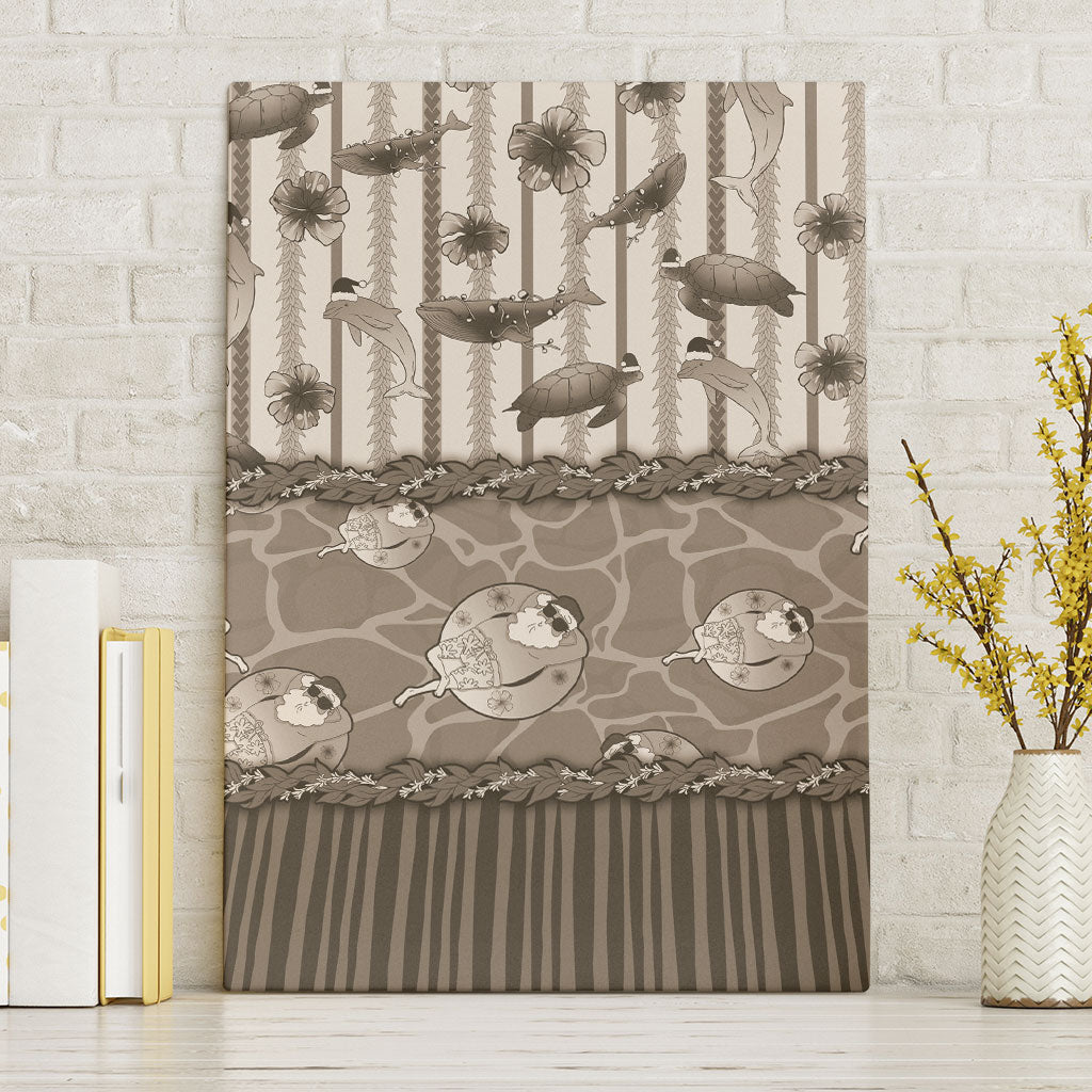Hawaii Christmas In July Canvas Wall Art Beige Mele Kalikimaka Sea Animals